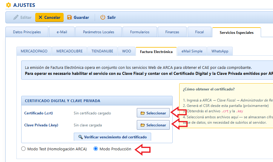 Asignar Certificado