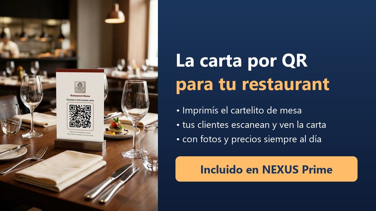 📲 La carta por QR para tu restaurant, incluida en NEXUS Prime 🍕